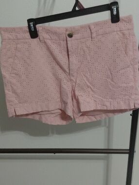 Old Navy Pink Eyelet High-Waist Cotton Shorts